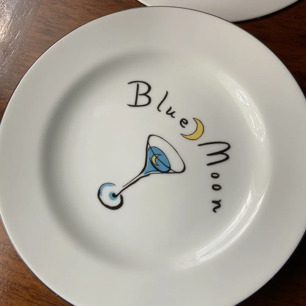 POTTERY BARN SET APPETIZER MARTINI PLATES THEMED